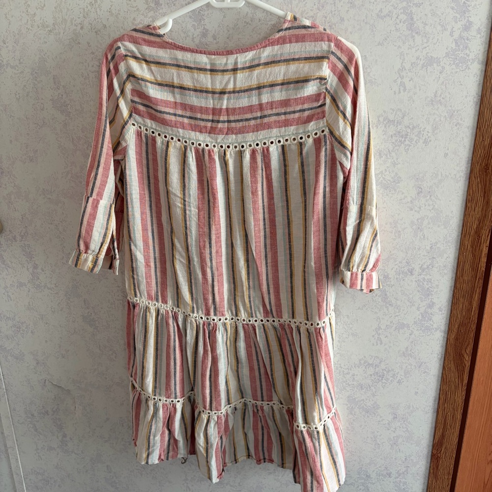Caslon Multicolor Striped Dress with Ruffle Hem Size Small - Picture 2 of 2